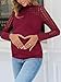 Yousify Long Sleeve Maternity Outfits Eyelet Ruched Wine Red Lace Top Shirts Mock Neck Tops for Women Pregnancy Clothes