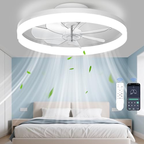 CHAREADA Ceiling Fans with Lights and Remote, 20" Foldable Modern