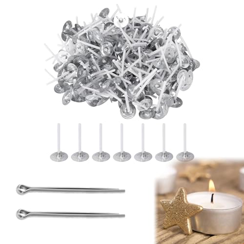 200 Stück Mechas para Velas, Mechas para Velas Algodón Natural, Kit de Mechas para Velas, Algodón Orgánico Natural, con Pegatinas de Mecha, para DIY en la Fabricación de Velas y Candelabros