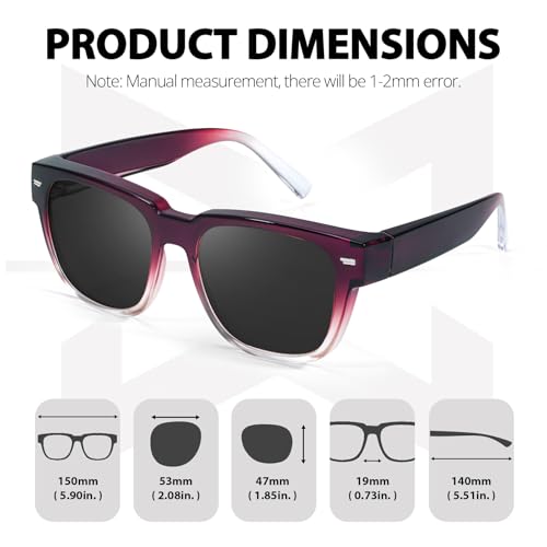 Myiaur Fit Over Glasses Sunglasses for Women Men, Polarized Square Wear Over Eyeglasses UV400 Protection2