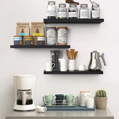 image for BAYKA Floating Shelves for Wall, 22.5 inches Wall Mounted Rustic Wood 