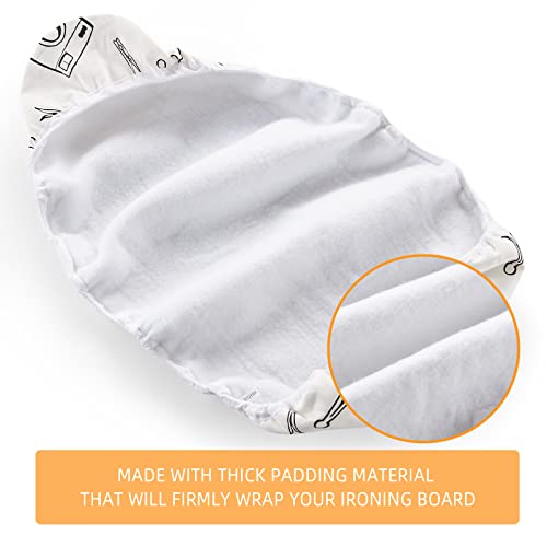Image of Seiritex Ironing Board Cover and Pad Standard Size 15 x 54 inch, Heat Reflective with Hook and Loop Fasteners, Thick Padding with Elasticized Edges, 3 Layers Iron Board Cover (White)