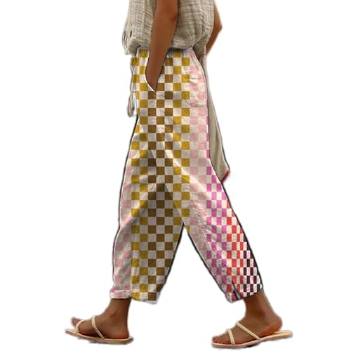 Women’s Floral Printed Straight Leg Pants Drawstring Elastic Waist Summer Casual Loose Lounge Pants with Pockets