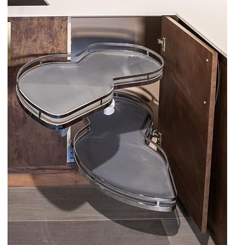 Organizador DE RINCÓN de Cocina para Armario de 900mm – 2 bandejas – Cierre Suave – RINCONERO con Apertura para Muebles de Derecha y Muebles de Izquierda – Color Gris (Derecha)