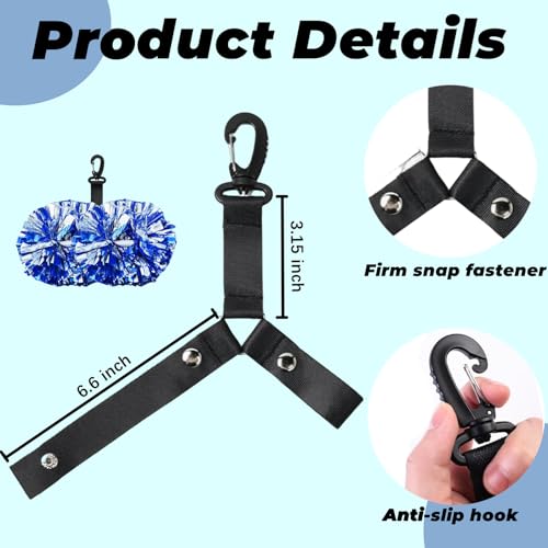 Cheerleading Pom Pom Holder with Snap Closure Hanger for Backpacks, Bags & Straps Essential Cheer Bag Accessories, Dance & Sports Squads