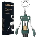 Beneno Wine Opener, Premium Wing Corkscrew Wine Bottle Opener, Dark Green