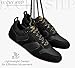 LUCKY STEP Women's Retro Fashion Sneakers Thin Sole Tennis Casual Anti-Slip Cow Suede Running Trainer Gym Trendy Classic Comfortable Lightweight Walking Shoes(Black,9)