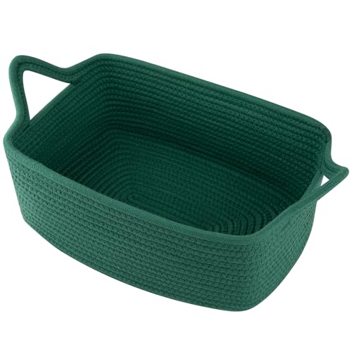 OIAHOMY Woven Basket Gift Basket Empty with Gift Bags and Ribbons Rope Baskets for Baby Showers Storage Baskets with Handles for Nursery Pet Toy Organizer - Green
