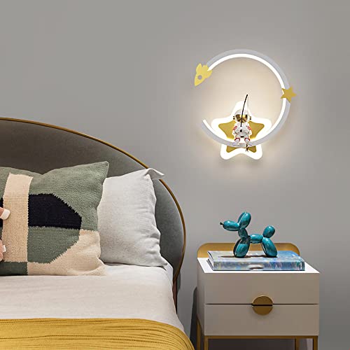 Lámpara de pared , Astronauta moderno Aplique de pared LED 18W Pesca Regulable Montado en la pared Luz 3000K-6000K Aplique de noche Luces de pared for dormitorio Baño Loft Decoración de pared(D)