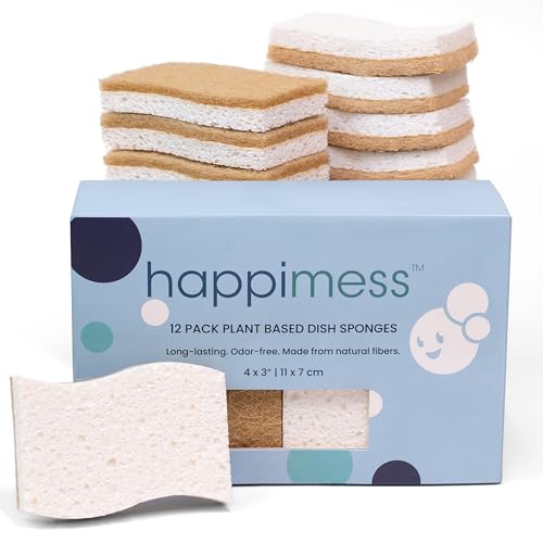 happimess Natural Non-Scratch Dish Sponge, Beige/White, Set of 12 by happimess - Used condition - US$25.40