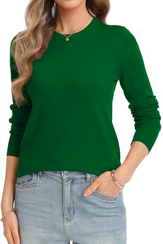 Image of QUALFORT Women's Sweaters Long Sleeve Soft Lightweight Basic Knitted Pullover Sweater