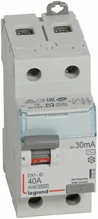 Legrand 411505 DX³-ID 2P 230V 40A TypeAC 30mA 2 Modules Circuit Breaker
