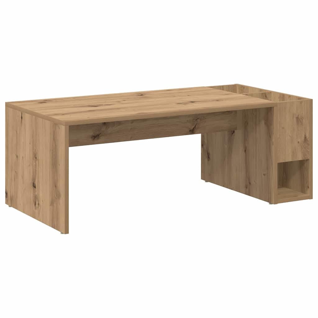 Mesa de centro de madera de roble Artisan, 101,5 x 50 x 37 cm, con estante para salón, mesa de centro rectangular con mucho espacio para libros y decoración, superficie fácil de limpiar
