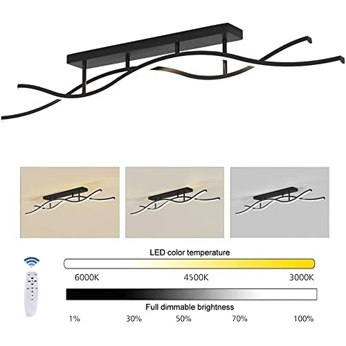 Plafonnier LED vague avec intensité réglable et télécommande salon - 6