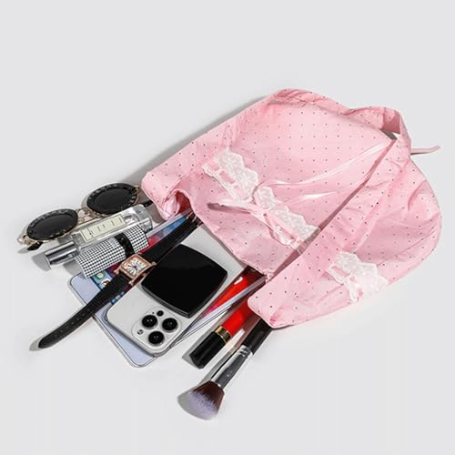 Bow Purse Polka Dot Crossbody Shoulder Bag Lace Trim Bow Bags Large Canvas Bowknot Handbag Cute Gifts for Women4