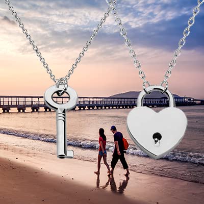 Chooro Couple Love Shape Lock Key Pendant Necklace You Are The Best Match To Open My Hear Gift For Boyfriend/Girlfriend (Love Shape Lock Key Necklace) #TOP7