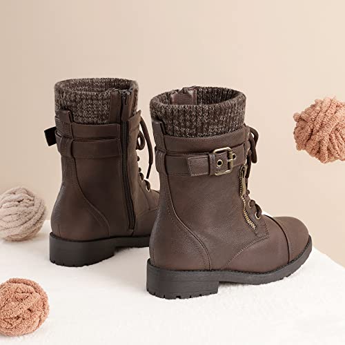 Dream Pairs 72416-AMAZON-K-BROWN-SZ-8 Toddler Amazon-K Brown Girl'S Mid Calf Combat Boots Size 8 M Us Toddler thumb #3