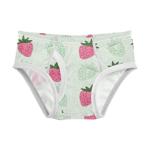 CHIFIGNO Boys' Cotton Briefs Soft Underwear Breathable Briefs Underwear for Kids Boys, Cute Strawberry Green