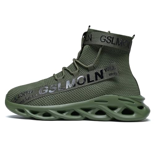 Image of Jakcuz Men's High Top Sneakers Plus Size Breathable Gym Athletic Running Walking Tennis Comfortable Fashion Platform Shoes