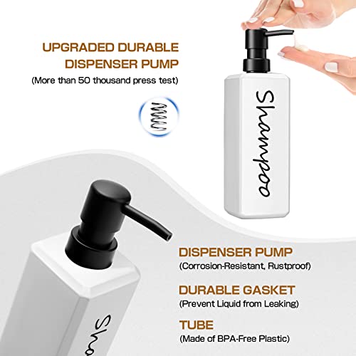 Gmiting Shampoo And Conditioner Dispenser, Refillable Shampoo And Conditioner Bottles With Pump, Modern Bathroom Shower Bottles Set For Shampoo Conditioner Body Wash, 3 Pack, White #TOP2