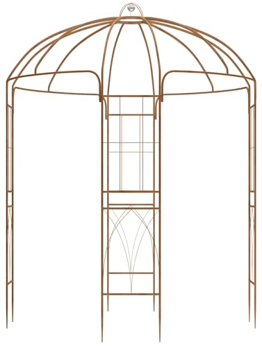 CLP Gartenpavillon wetterfest Keira, Rosenbogen mit Rankhilfe, 270x200 cm, Stahlgestell pulverbeschichtet, stabil & dekorativ für Terrasse, Farbe:braun