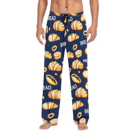 Dark Background Bread A Men's Pajama Pants Lightweight Sleepwear Bottom Lounge Pants2
