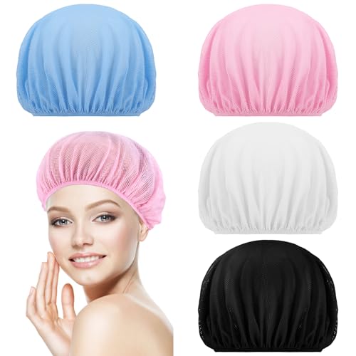 4 retine per capelli per dormire, in rete, comode e traspiranti, elastiche, per donne che dormono per la notte, capelli ricci (bianco, rosa, azzurro, nero)