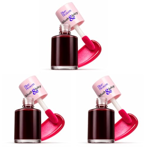 Image of Blue Heaven Blush & Juicy Lip & Cheek Tint Infused with Pomegranate & Strawberry Extract | Multipurpose 3 in 1 Lip Tint | Long Lasting, Water Proof & Hydrating Liquid Blush, Berry Juice, 9ml