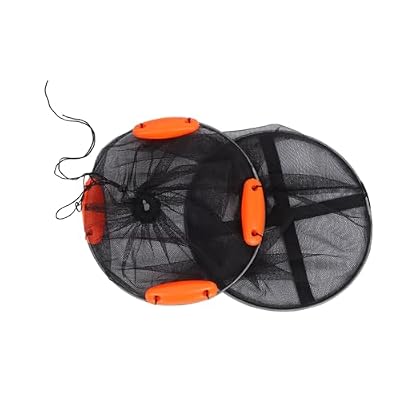 PRETYZOOM Foldable Floating Fish Basket with Drawstring Closure Nylon Mesh Fishing Net Cage with Multiple Buoys for Safe Storage Portable Collapsible Fishing Accessory for Kayak Boat River