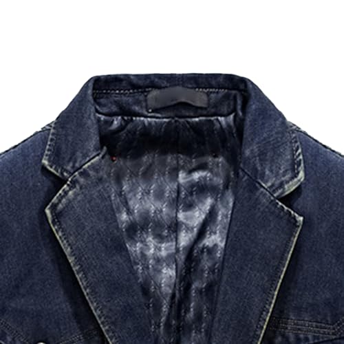 JEKE-DG Men's Button Down Biker Jean Jacket Blazer Collar Casual Denim Jacket Classic Casual Trucker Jean Coat2