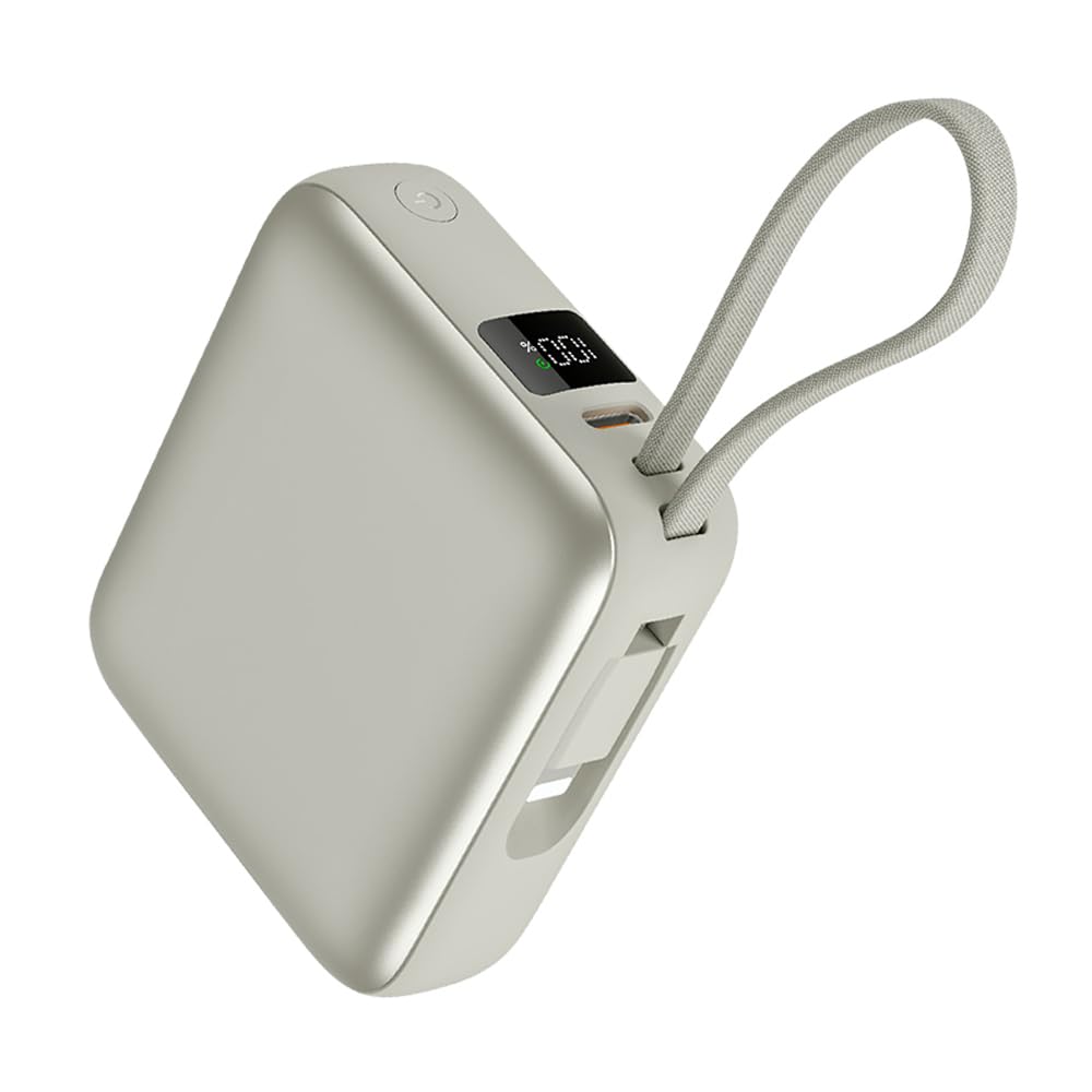 Batería Externa 12000mAh 44.4Wh PD 22.5W Carga Rápida USB-C Cargador iOS 3 Dispositivos Simultáneamente 2 Cables Integrados Compatible iPhone16,QC3.0,Salida USB-A/Type-C/iOS,Entrada Type-C,Plata