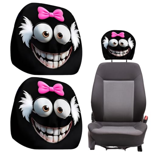 YOFDAL 2 PCS Generisch Coprisedili per auto poggiatesta per sedili auto, accessori divertenti per poggiatesta, divertente copricapo per auto per Auto Protezione per Poggiatesta (B)