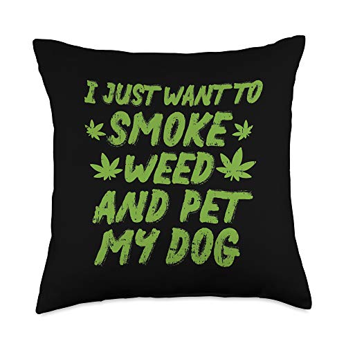 Smoke Weed Pet Throw Pillow for Dogs Cannabis Marijuana 420