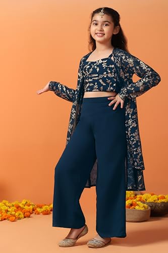 Image of Fashion Dream Girls Georgette Embroidered Palazzo Set|Kids Ethnic Wear|sharara set for girls|Indo Western Set