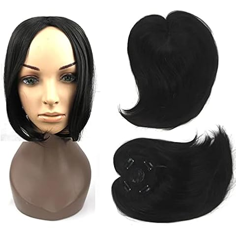 iLUU Synthetic Hair Clip in Toppers for Women, Large Topper Hairpieces Hair Bang for Thinning Hair, 60g Hair Black Brown Cover