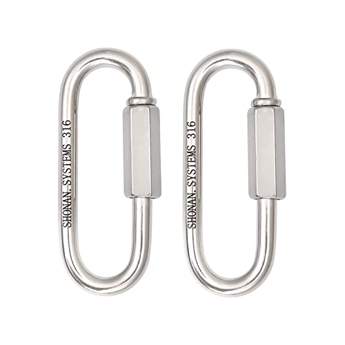 Shonan 3.6" Chain Quick Links, 2 Pcs 5/16" Marine Grade Screw Chain Links, Large Opening Chain Connector Chain Coupler, 1500 Lbs Capacity #TOP10