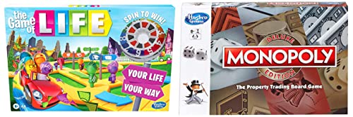 Image of Hasbro The Game of Life Family Board Game 2-4 Players Ages 8+ & Monopoly Deluxe Fantasy Board Game for Friends Family Ages 8+