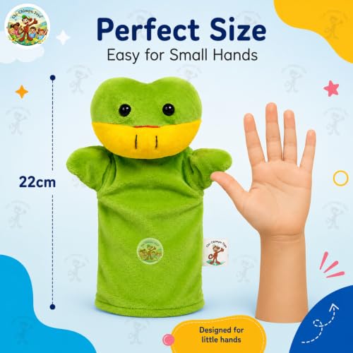 Image of Frog Hand Puppet for Kids | Soft Plush Animal Puppet | Storytelling, Role Play, Preschool Learning Toy | Interactive Educational Puppet for Boys & Girls