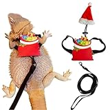 Bearded Dragon Leash and Harness Set Christmas Bearded Dragon Outfits with Santa Hat Festive Xmas Costume for Reptile Pet Harness