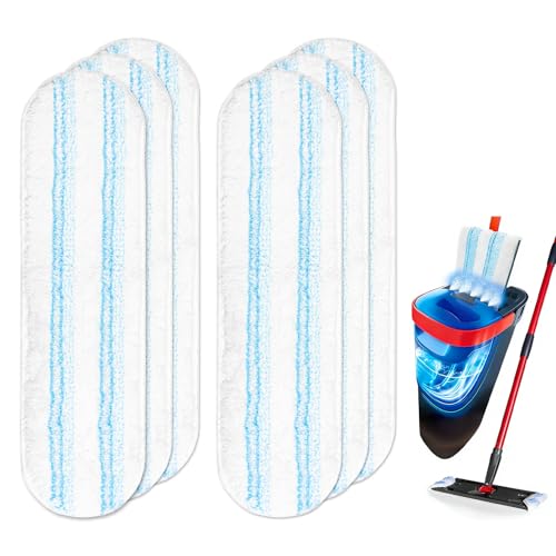 Pack of 6 Replacement Mop Pads Compatible with Vileda H2PrO Floor Mop System Microfibre Floor Cover Refill Washable & Reusable Strong Dirt Absorption