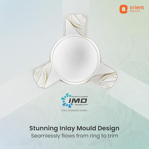 Image of Orient Electric 1200 mm Mozart ceiling fan| Designer fan with seamless ring to trim design | Anti-rust Aluminium blades| Decorative Inlay Mould Design | 5-years warranty | Minimalist Flow White