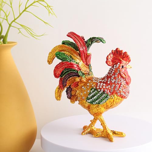 Vitrina de joyería exclusiva con estatua de gallo fina y caja de regalo ornamental 8