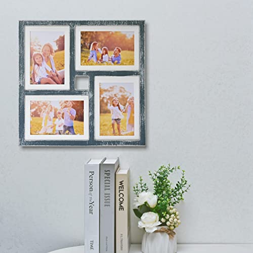 Mont Pleasant Collage Picture Frame 5X7 4-Opening Rustic Farmhouse Collage Photo Frames 4X6 With Mat Family Muti Frame For Wall Decor Hanging Or Tabletop Display (Blue) #TOP3