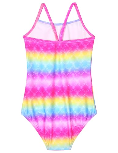 Image of Girls Bathing Suits Colorful Swimsuits with UPF 50 + Sun Protection Sleeveless Toddler Kids One Piece Swimwear