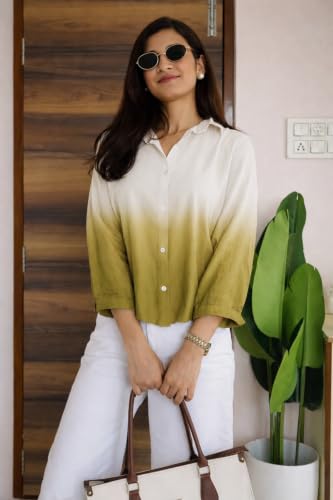 Image of Women's Ombre Pink Casual Shirt for Women | Full Sleeve Stylish Western Top | Soft Regular Fit Button Down Shirt for Girls & Women