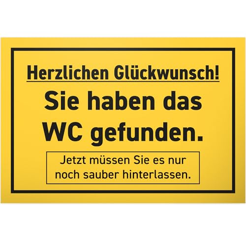 DankeDir! Herzlichen Glückwunsch WC Gefunden - 30 x 20 cm Toilettenschild Zum Aufhängen - Lustig Klo Deko für Gäste WC und Gästetoilette - Türschild