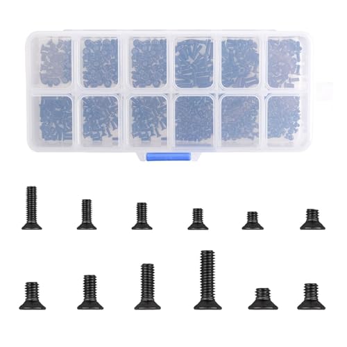 INCREWAY 710 Pcs M2 M2.5 M3 KM Flat Head Phillips Screws Cross Countersunk Machine Screw, Electronic Repair Screws Accessories for Sony DELL Samsung IBM HP Toshiba, Black