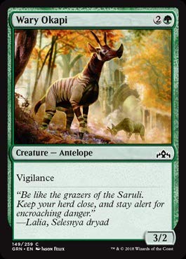 Magic: The Gathering – „Wary Okapi“-Karte (149/259) Aus Guilds Of Ravnica, Grüne Kreatur Mit Wachsamkeit