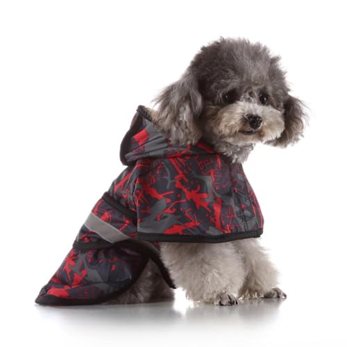 TIKHJ大型犬用レインコート 大型犬用ゴールデンレトリバー用防水服 秋冬用 子犬用 ペット用 コーギー犬用レインコート (グラウンドクラックレッド,M)