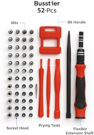 Busstier 52 Parça Tornavida Seti Manyetik Hassas Uçlu Tornavida Tamir Seti Telefon Bilgisayar Saat Elektronik Onarım Aracı Profesyonel El Aleti Takımı - Görsel 5